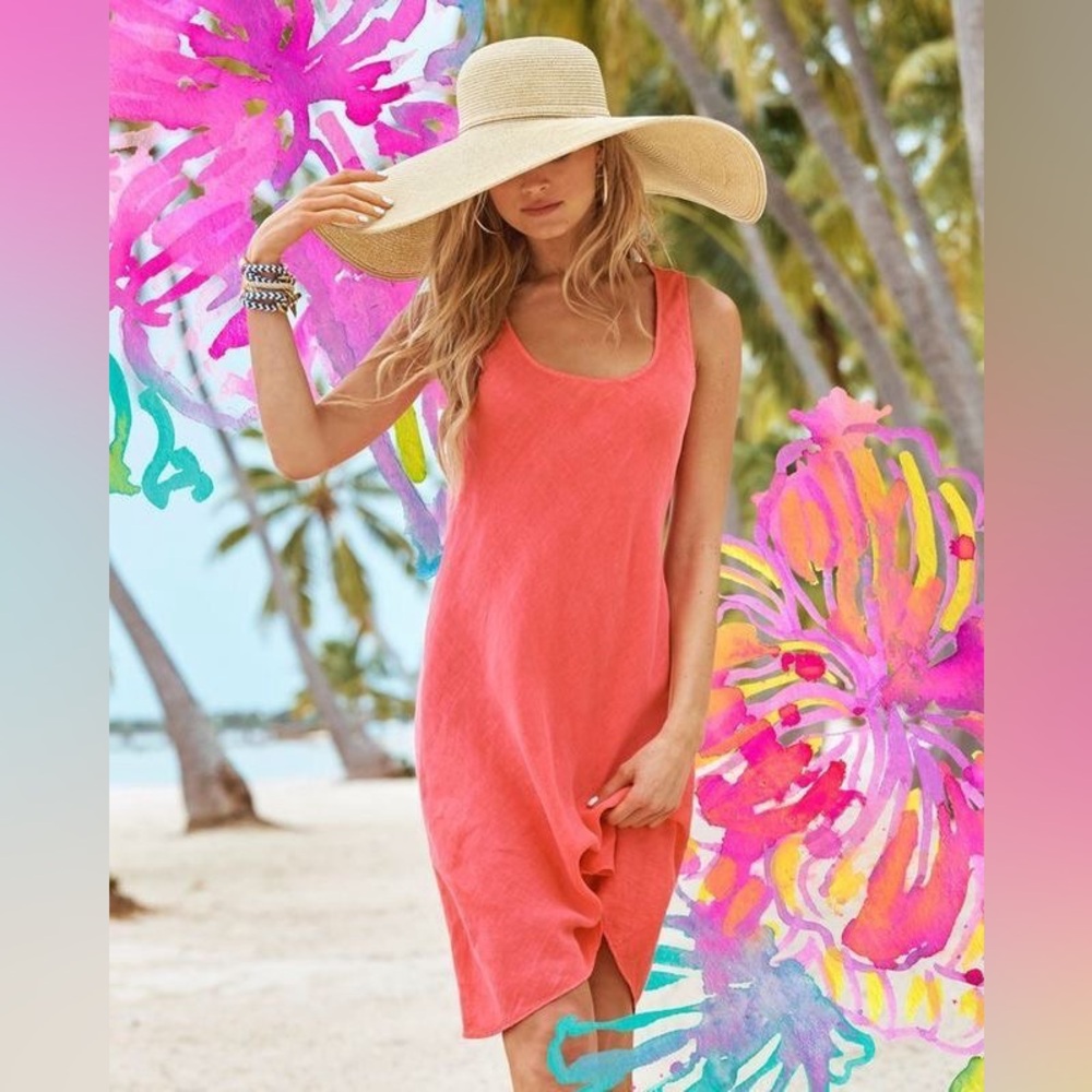 Lilly Pulitzer NWT Patterson Linen Dress Hot 🔥 Coral $138 Size S - Picture 7 of 7